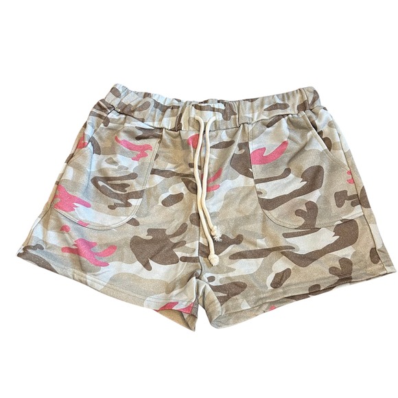 Camo Print Lounge Shorts Drawstring Waist Casual Comfy Cute Large - Picture 1 of 11